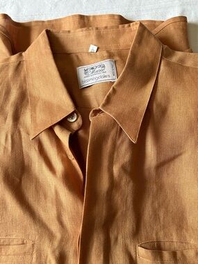 Bloomingdale's Mondo Di Marco Men's Casual Linen Button-Down Shirt in Rust Large